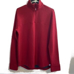 𝅺HORNY Toad Wool Blend Sweater Size Small 1/4 Zip Front Zip Pocket Red Popover